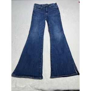 American Eagle Jeans Womens 6 Blue Super High Rise Split Leg Flare Next Level